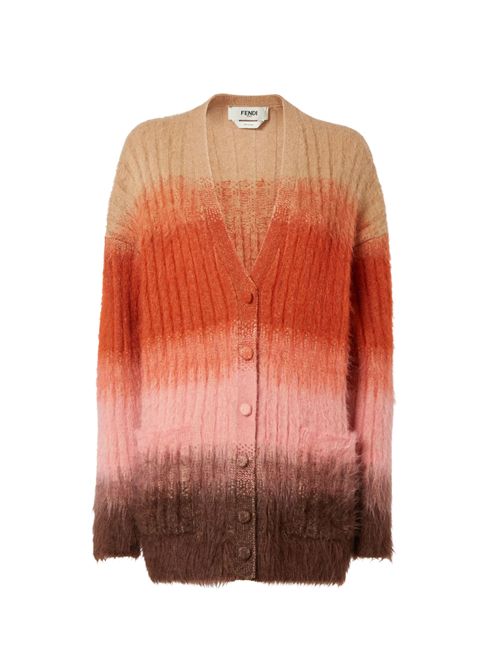 Cardigan in lana e mohair FENDI | FZE540AYLTF1TIN