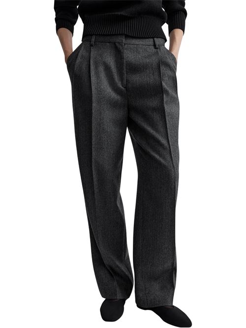 Pantaloni doppiopince a spina di pesce grigio melange TOTEME | 264WRB0289FB0739083
