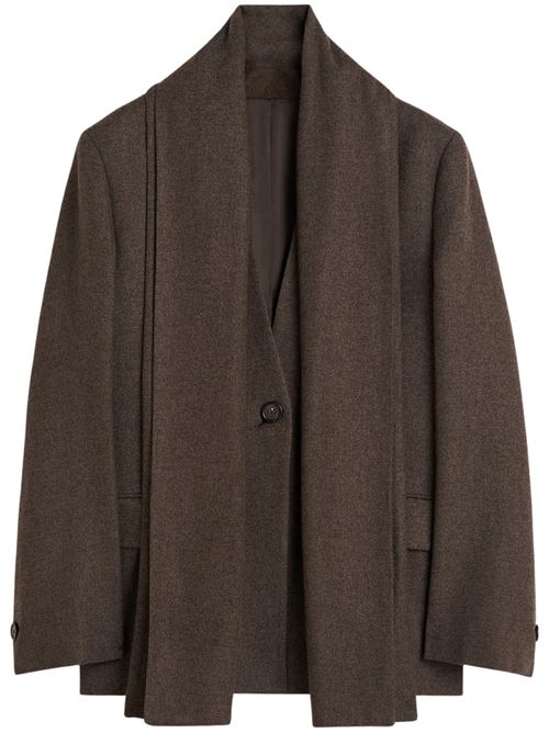 Blazer taupe melange con revers a sciarpa TOTEME | 264WRZ0060FB0472433