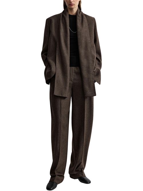 Blazer taupe melange con revers a sciarpa TOTEME | 264WRZ0060FB0472433